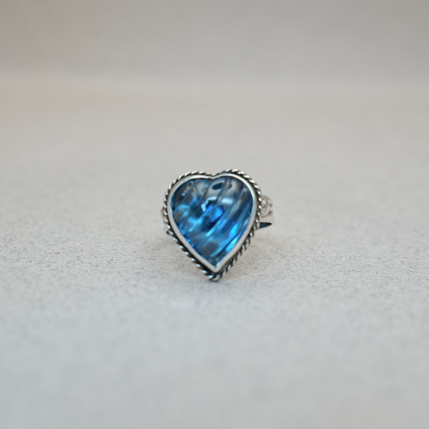Blue Celestial Quartz heart Ring
