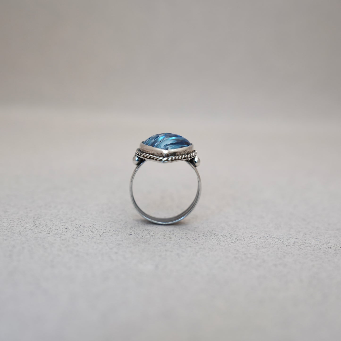 Blue Celestial Quartz heart Ring