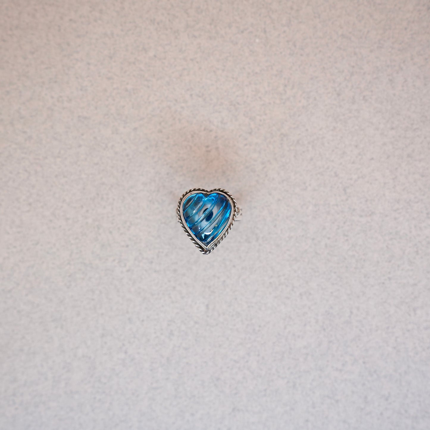 Blue Celestial Quartz heart Ring
