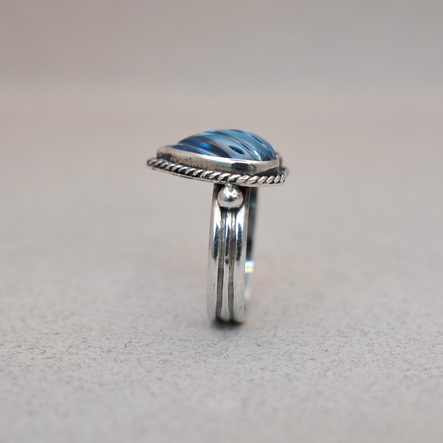 Blue Celestial Quartz heart Ring
