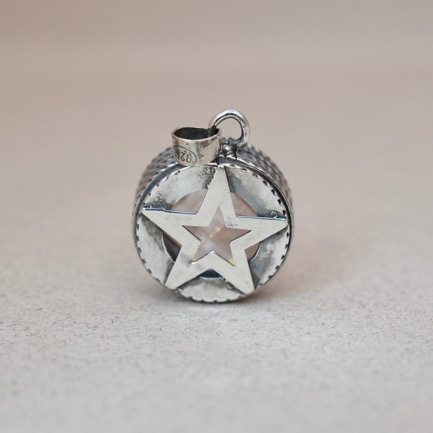 Clear Crystal Quartz Round Pendant