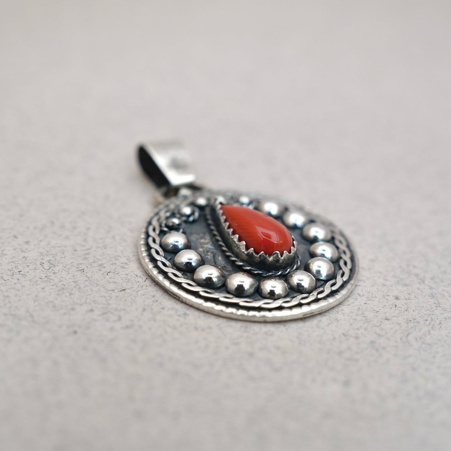 Oval Coral Gemstone Pendant