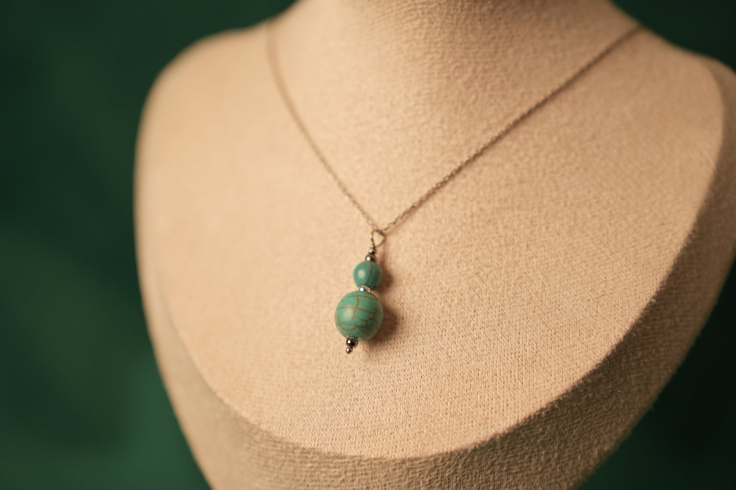 Turquoise pebble Silver Necklace & Earrings set