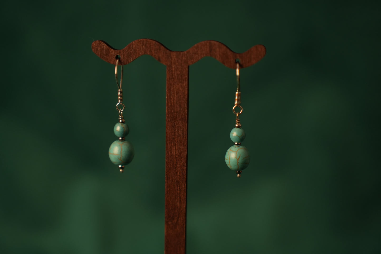 Turquoise pebble Silver Necklace & Earrings set