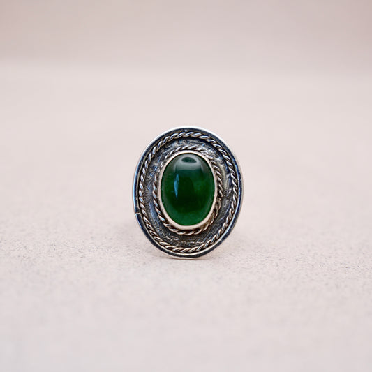 Green oval agate Ring