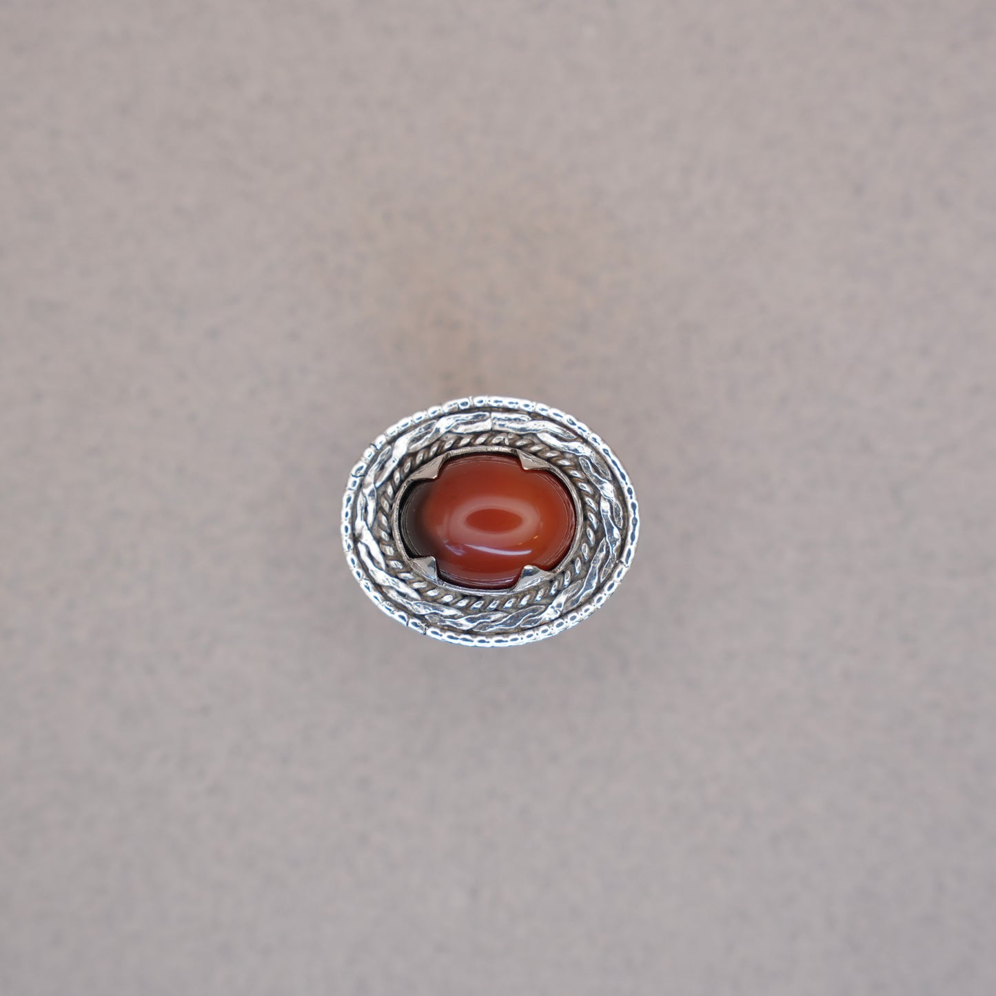 Oval Coral Sterling Silver Ring