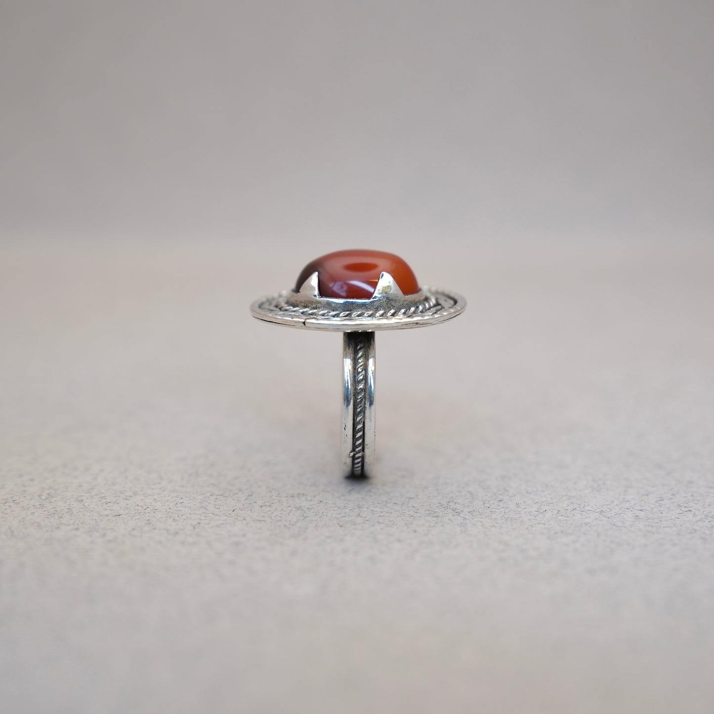 Oval Coral Sterling Silver Ring