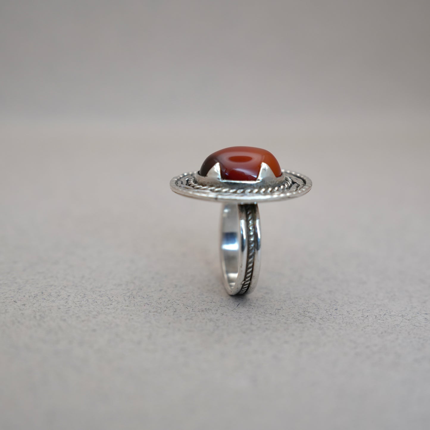 Oval Coral Sterling Silver Ring