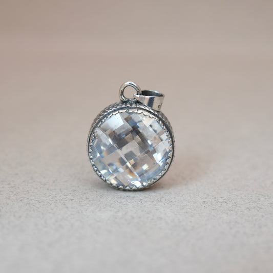Clear Crystal Quartz Round Pendant