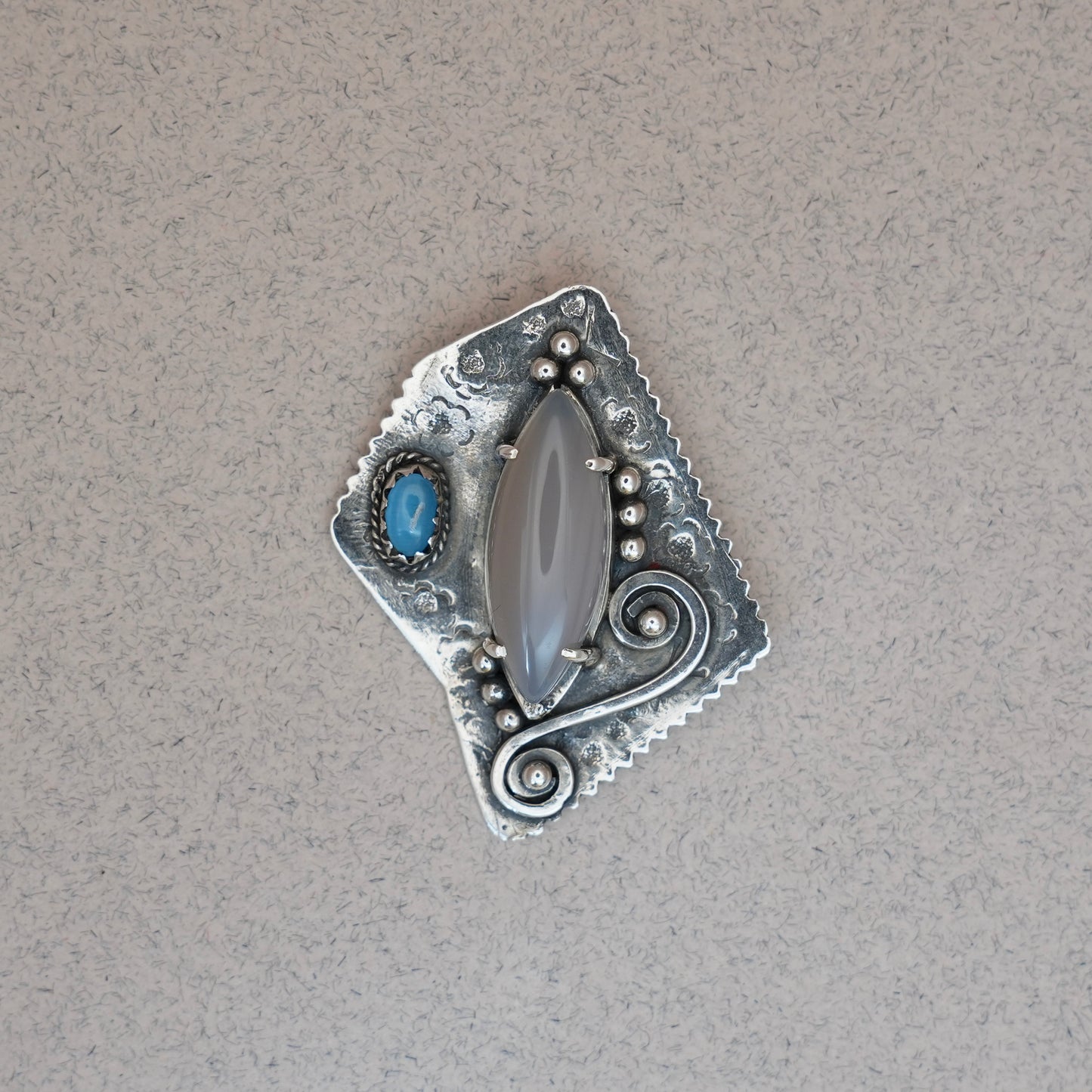 Grey Vintage Chalcedony Pendant