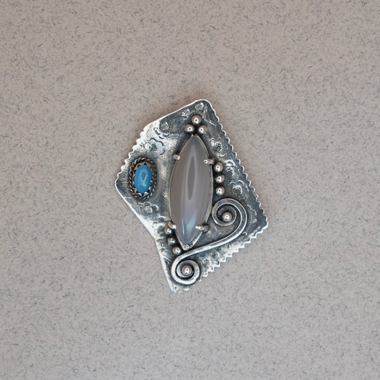 Grey Vintage Chalcedony Pendant
