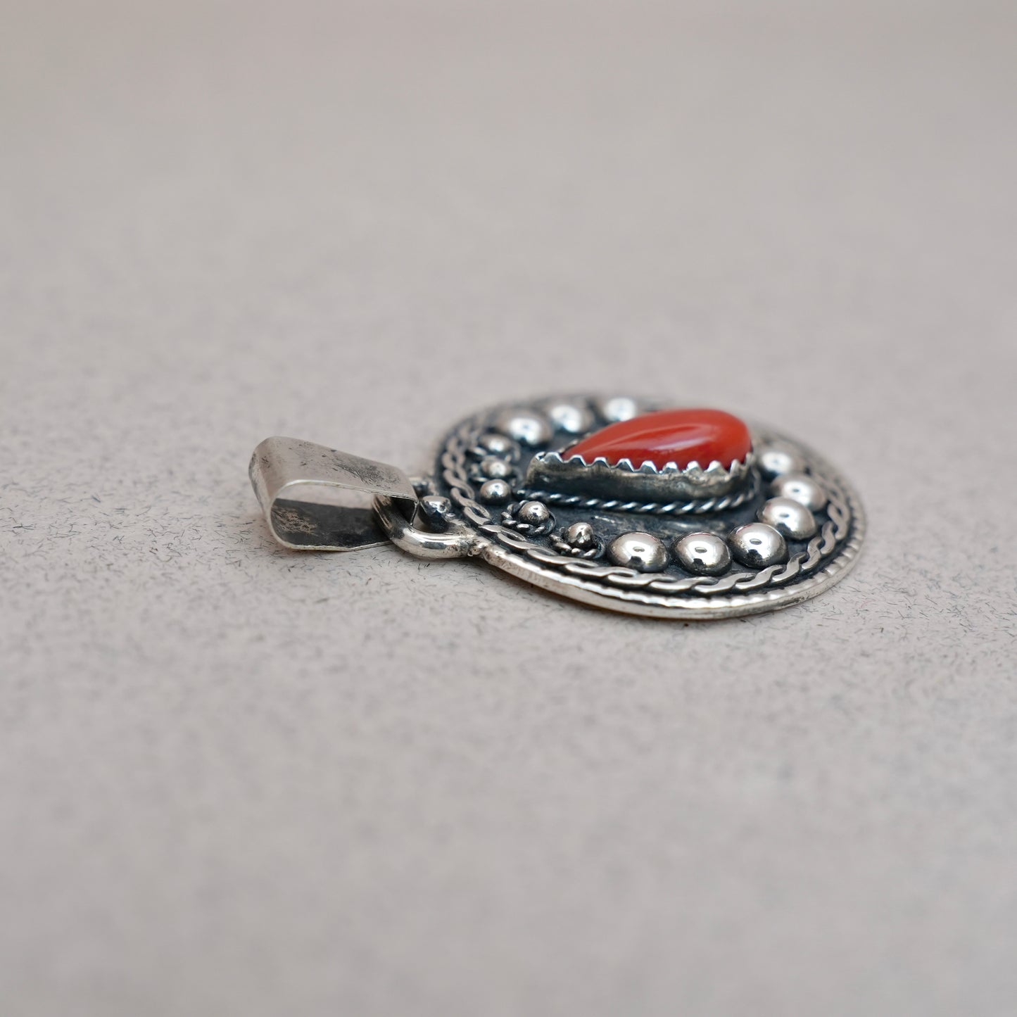 Oval Coral Gemstone Pendant