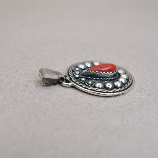 Oval Coral Gemstone Pendant