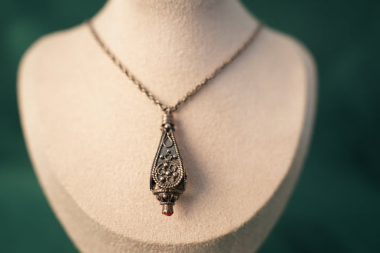 Amazigh Lamp Pendant with Coral Gemstone