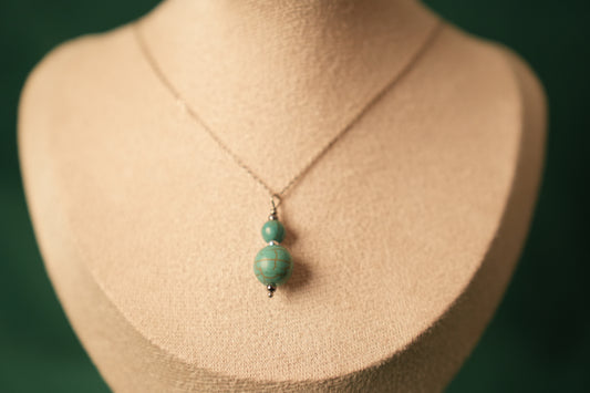 Turquoise pebble Silver Necklace & Earrings set
