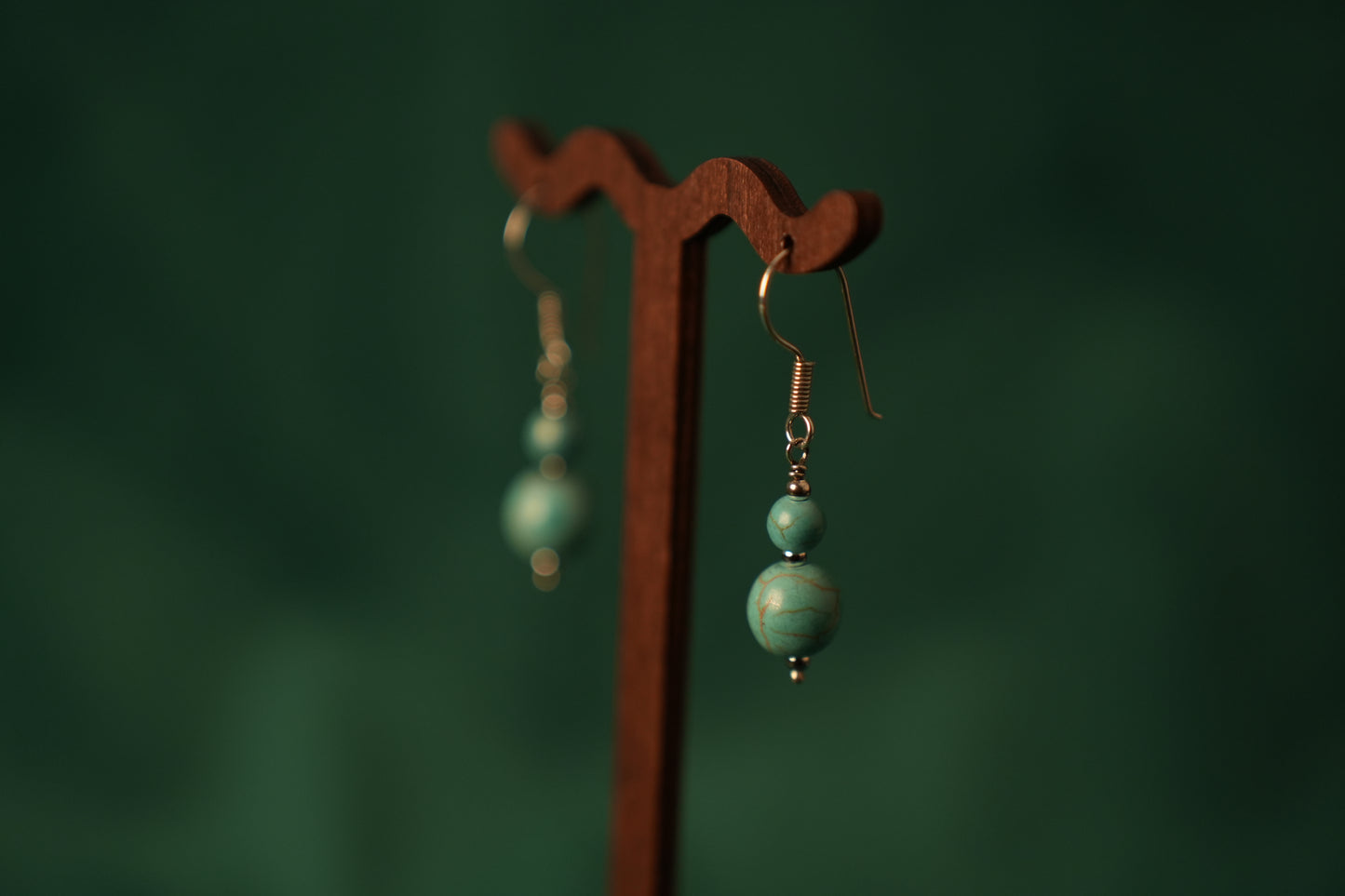 Turquoise pebble Silver Necklace & Earrings set