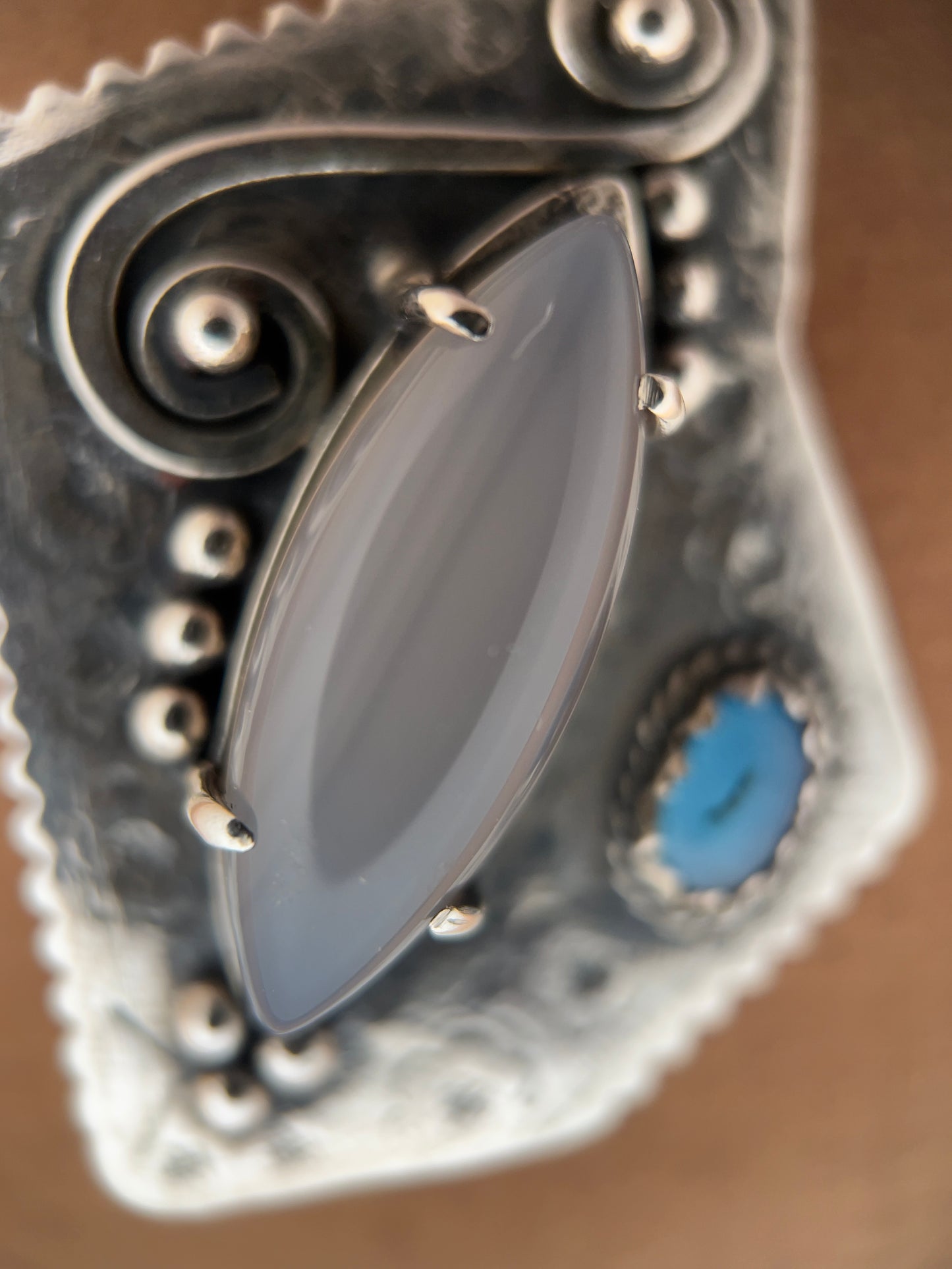 Grey Vintage Chalcedony Pendant